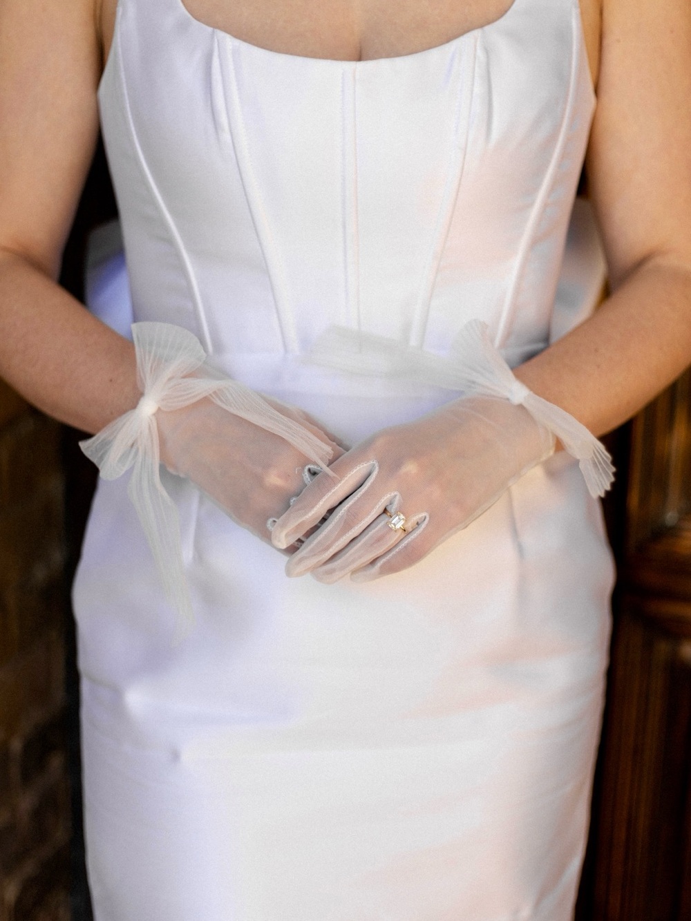 Bridal Tulle Bow Gloves with bows